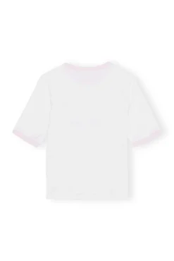 Fashion GANNI Tailliertes Butterfly-T-Shirt Bright White