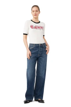 Cheap GANNI Tailliertes -T-Shirt Egret