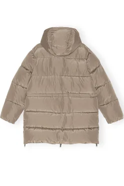 Hot GANNI Tech-Puffer-Midi-Jacke Mit Oversize-Passform Fossil