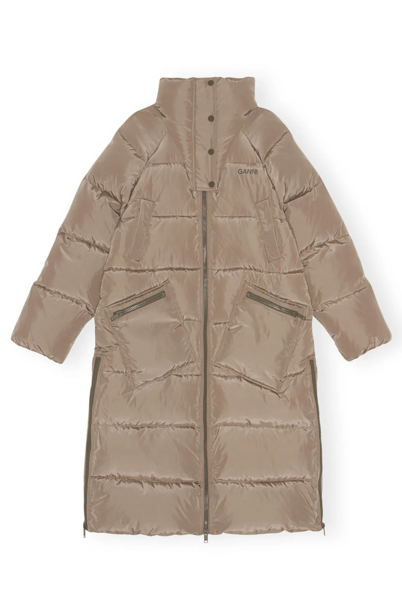 Sale GANNI Tech-Puffer-Mäntel Mit Oversize-Passform Fossil