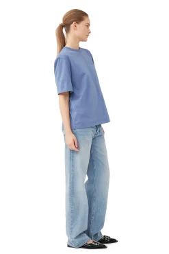 Discount GANNI T-Shirt Mit O-Ausschnitt Gray Blue