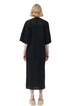Hot GANNI T-Shirt-Kleid Aus Lochstickerei Black