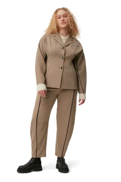 New GANNI Twill-Blazer Petrified Oak