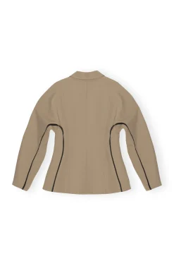 New GANNI Twill-Blazer Petrified Oak