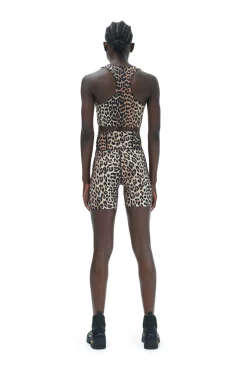 Best Sale GANNI Ultra-High-Waist-Sportshorts Leopard