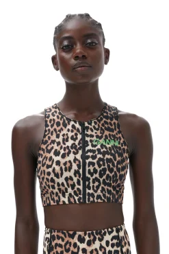 Best Sale GANNI Ultra-High-Waist-Sportshorts Leopard