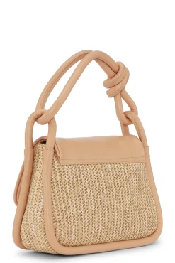 Best Sale GANNI Umklappbare Raffia-Knotentasche Tan