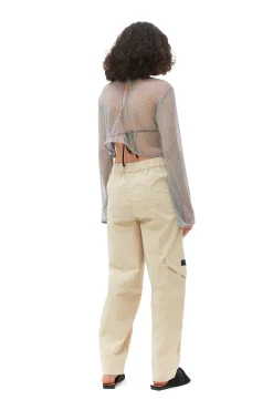 Cheap GANNI Verzierte Mesh-Bluse Silver