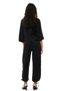Best Sale GANNI Washed-Satin-Hose Black