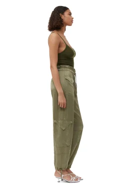Clearance GANNI Washed-Satin-Hose Aloe
