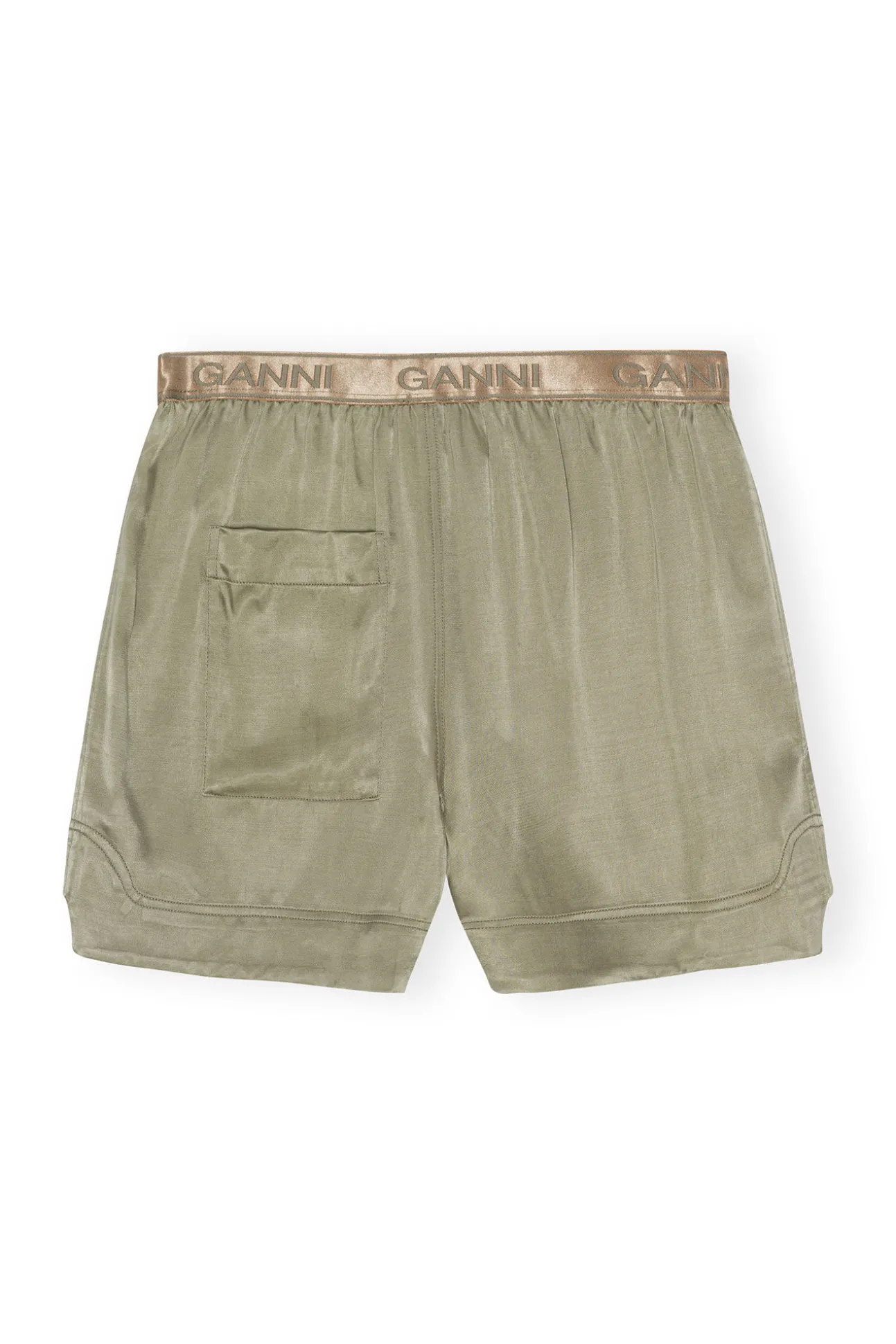 Outlet GANNI Washed-Satin-Shorts Aloe