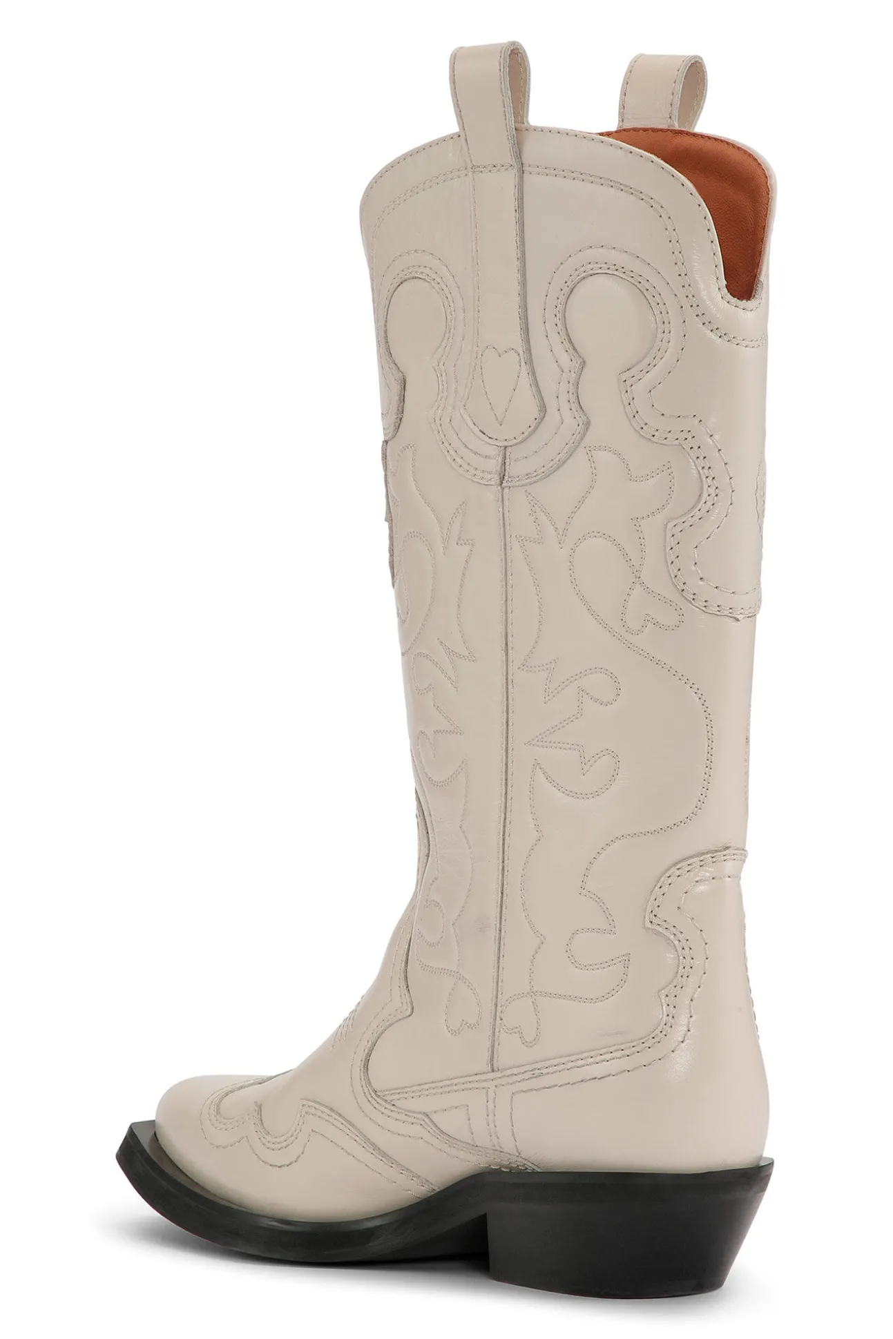 Best Sale GANNI Weis Bestickte, Mittelhohe Westernstiefel Egret