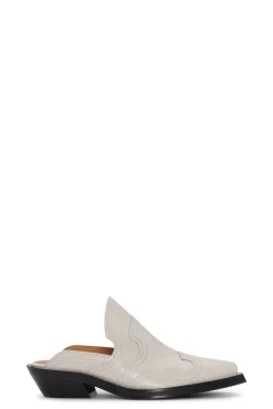 Cheap GANNI Weise Bestickte Westernpantoletten Egret