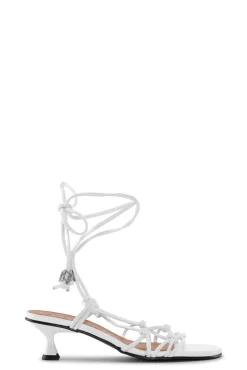 Best Sale GANNI Weise Sandalen Mit Knoten Und Pfennigabsatz Egret
