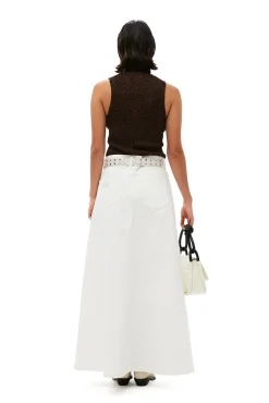 Online GANNI Weiser Denim-Maxirock Mit Doppel-Knopfleiste Bright White