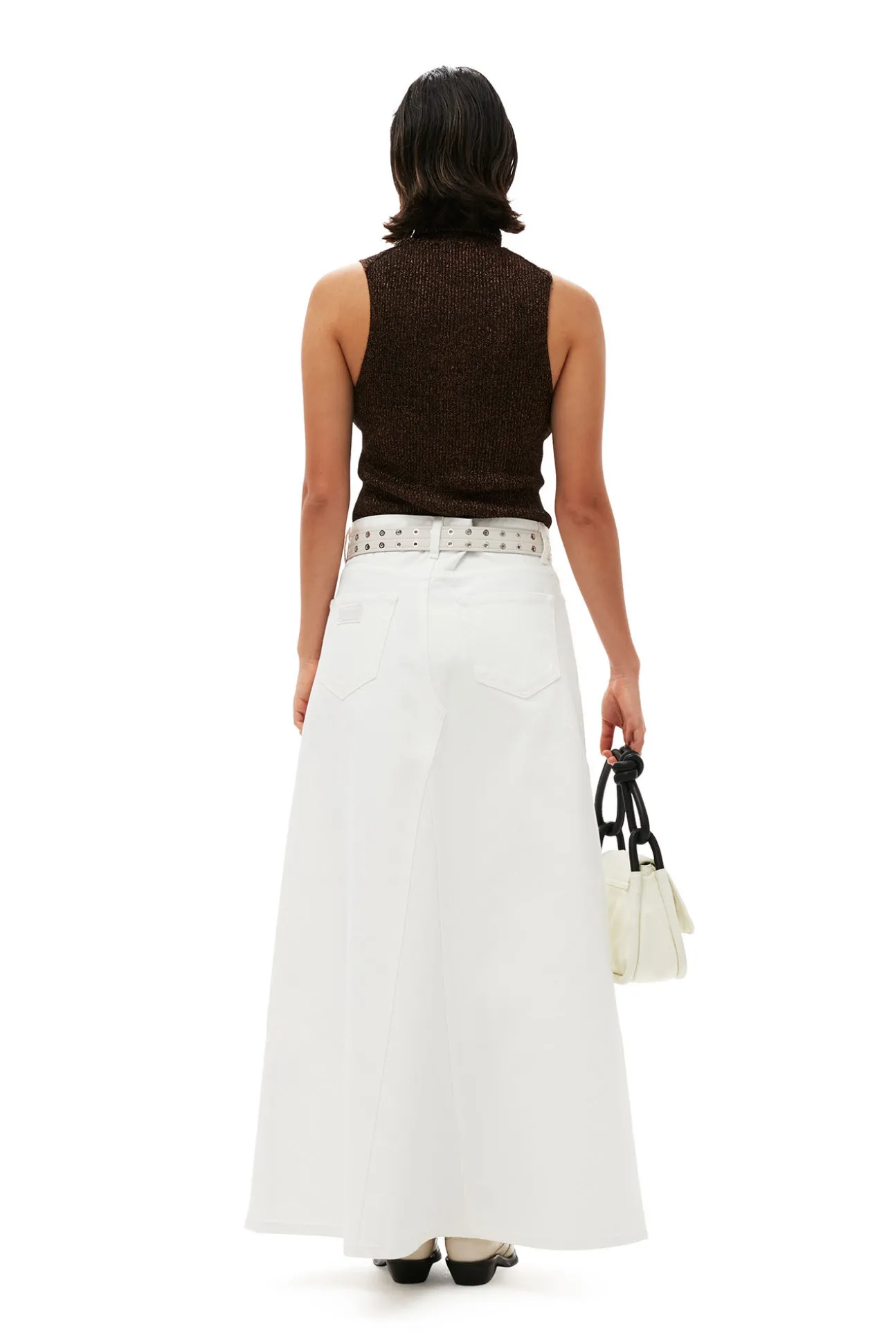 Online GANNI Weiser Denim-Maxirock Mit Doppel-Knopfleiste Bright White