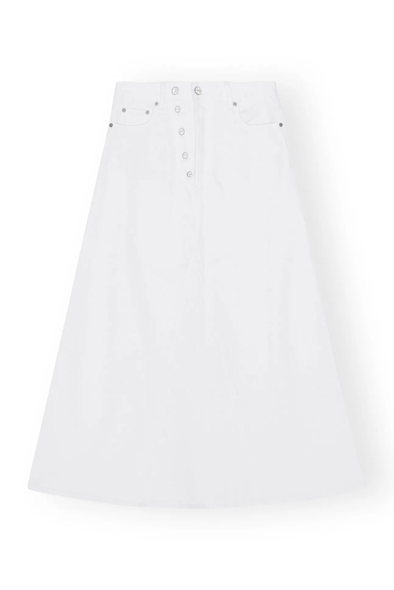 Online GANNI Weiser Denim-Maxirock Mit Doppel-Knopfleiste Bright White