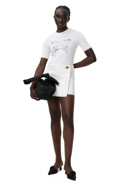 Store GANNI Weiser Denim-Minirock Bright White