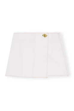 Store GANNI Weiser Denim-Minirock Bright White