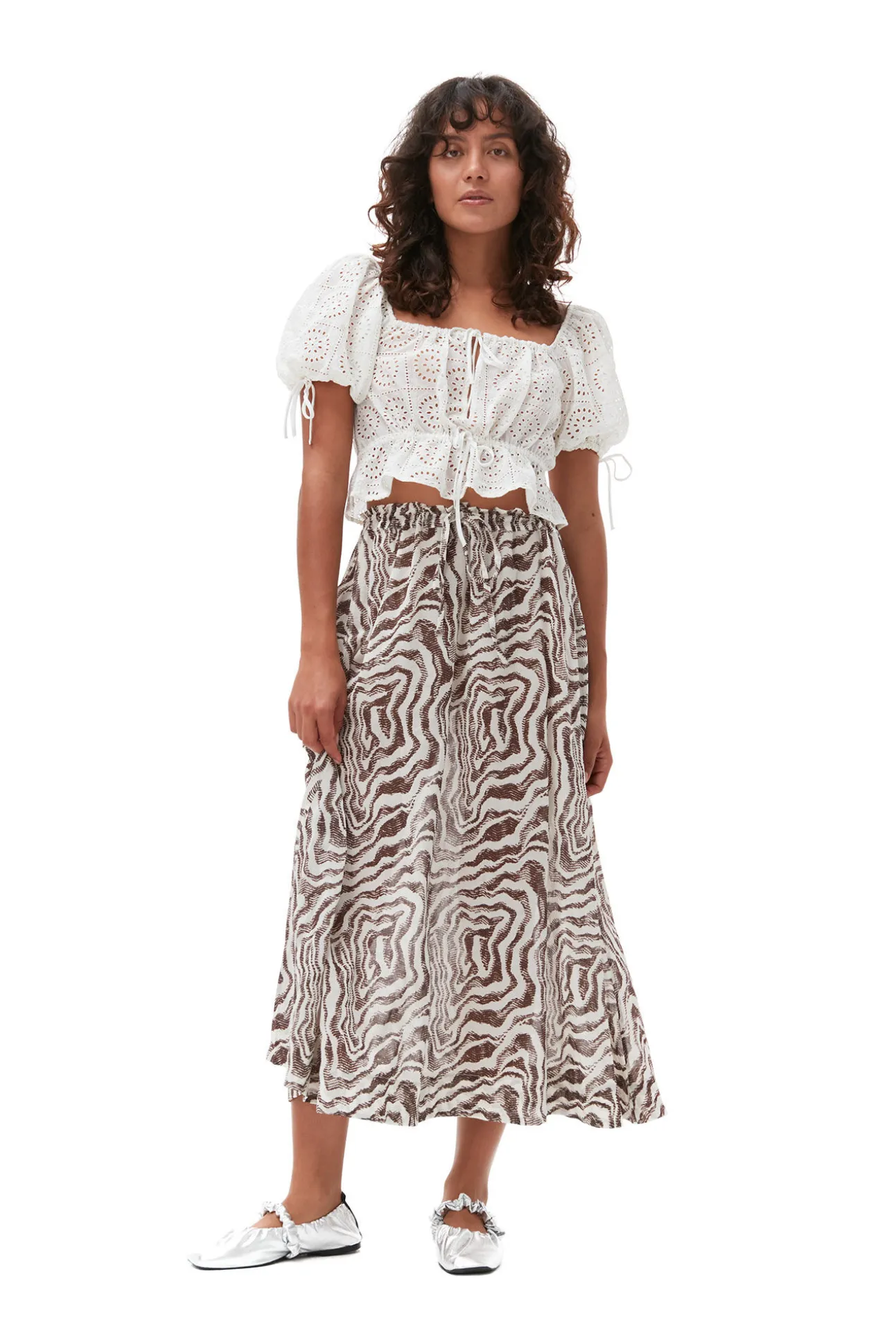 Best GANNI Weises Crop-Top Mit Broderie-Anglaise Bright White