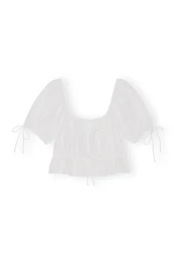 Best GANNI Weises Crop-Top Mit Broderie-Anglaise Bright White