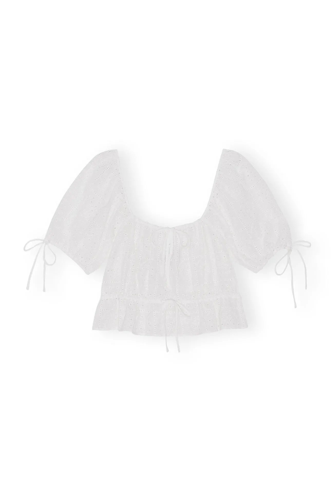 Best GANNI Weises Crop-Top Mit Broderie-Anglaise Bright White