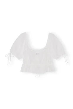 Best GANNI Weises Crop-Top Mit Broderie-Anglaise Bright White