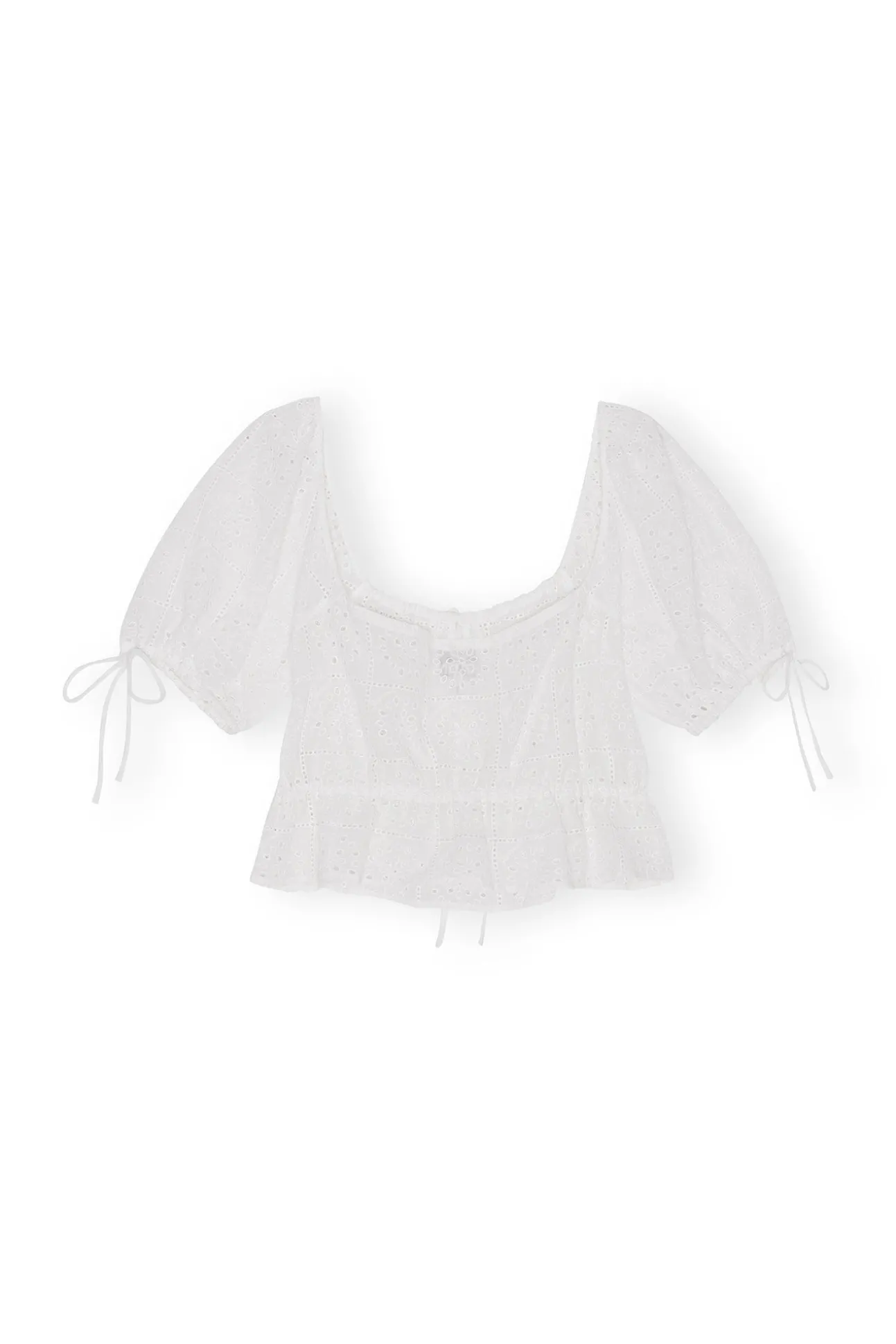 Best GANNI Weises Crop-Top Mit Broderie-Anglaise Bright White