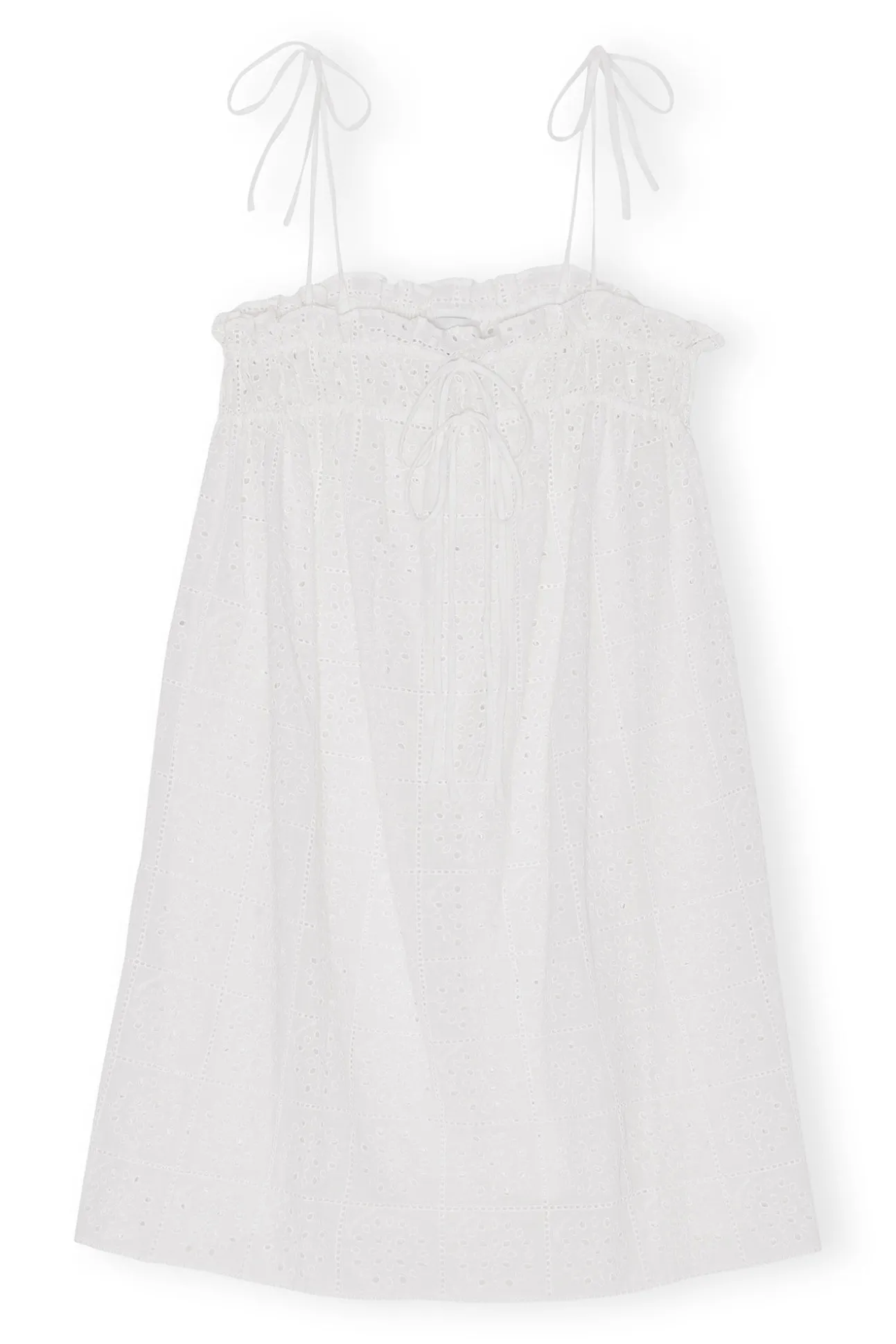 Hot GANNI Weises Tragerkleid Mit Broderie-Anglaise Bright White