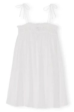Hot GANNI Weises Tragerkleid Mit Broderie-Anglaise Bright White