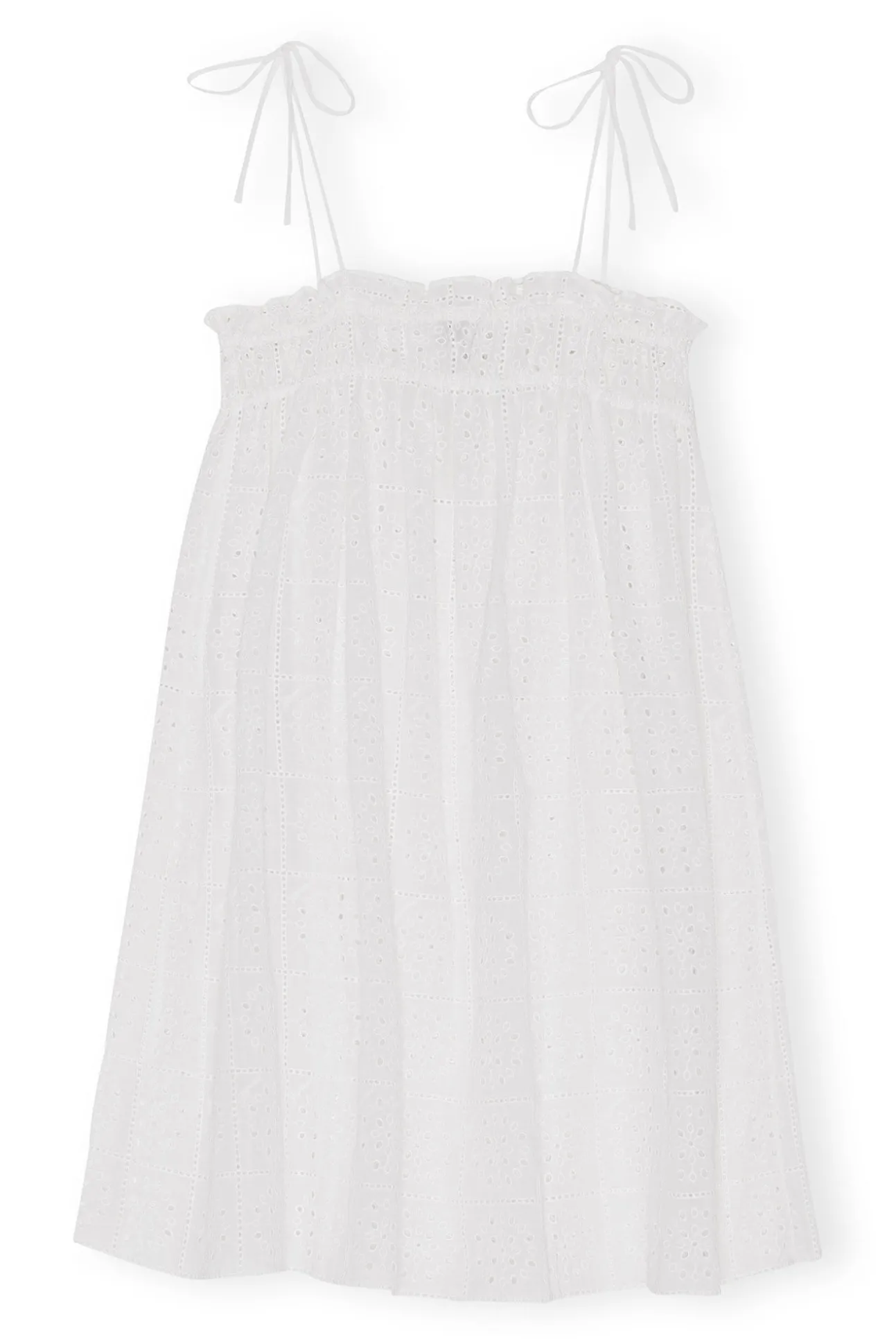 Hot GANNI Weises Tragerkleid Mit Broderie-Anglaise Bright White
