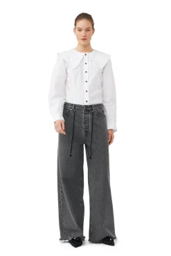 Shop GANNI Weite Re-Cut-Jeans Mit Kordelzug Washed Black/Black