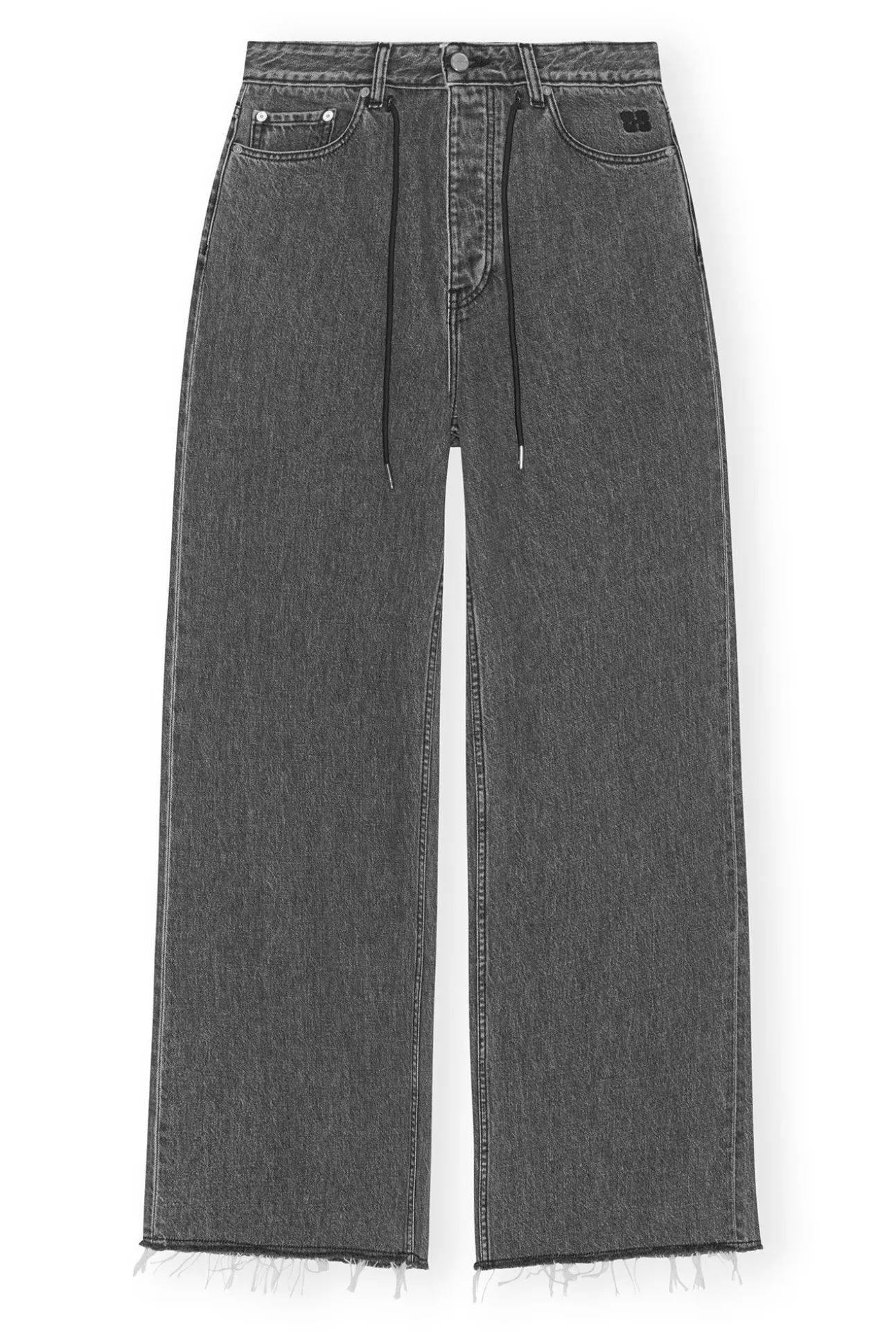 Shop GANNI Weite Re-Cut-Jeans Mit Kordelzug Washed Black/Black