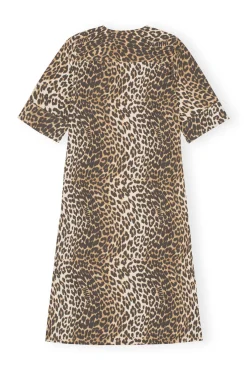 Fashion GANNI Weites Leoparden-Midikleid Big Leopard Almond Milk