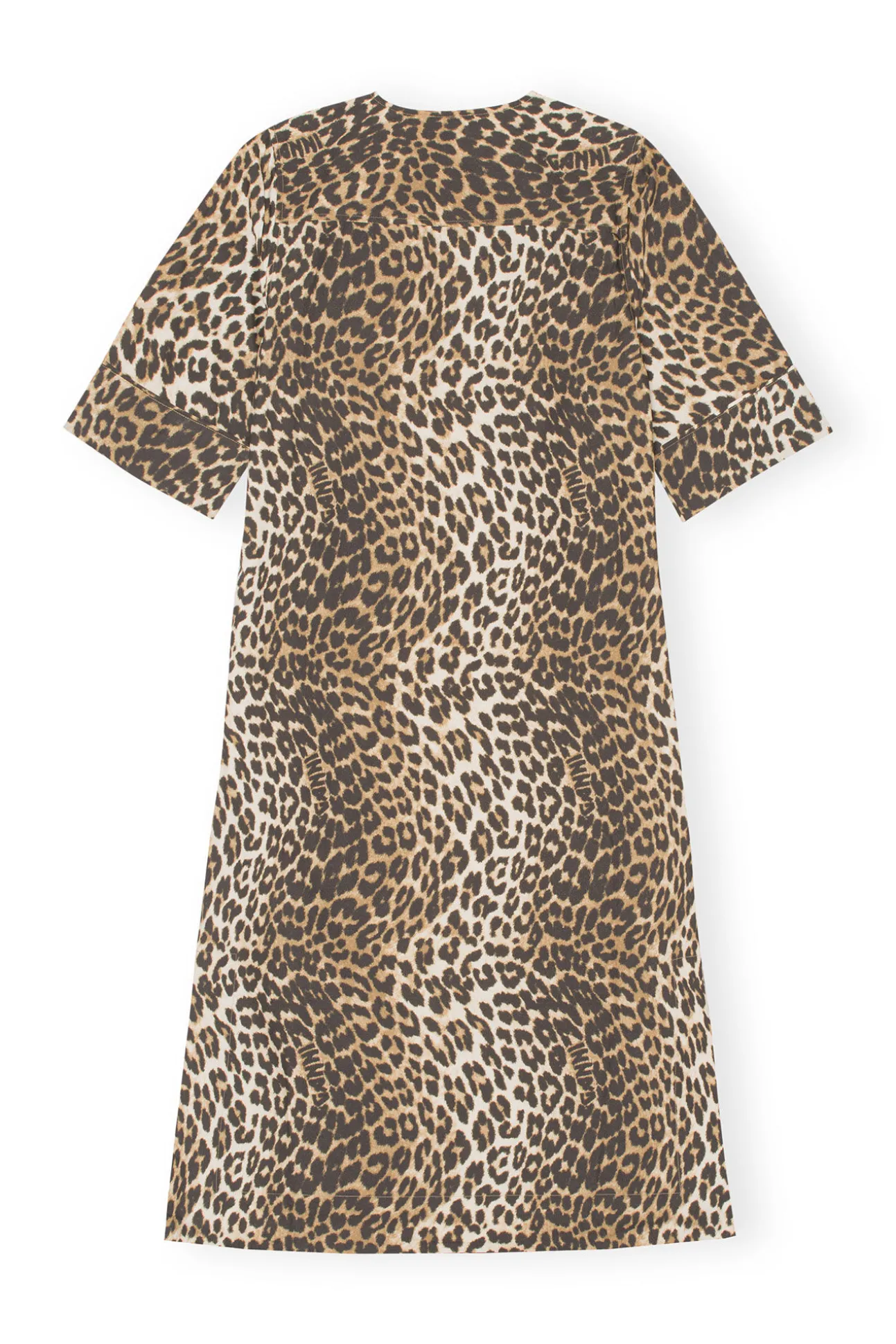 Fashion GANNI Weites Leoparden-Midikleid Big Leopard Almond Milk