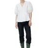 Hot GANNI Wickelbluse Aus Baumwoll-Popeline Bright White