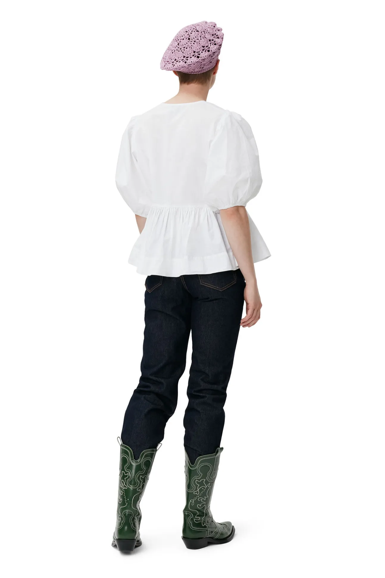 Hot GANNI Wickelbluse Aus Baumwoll-Popeline Bright White