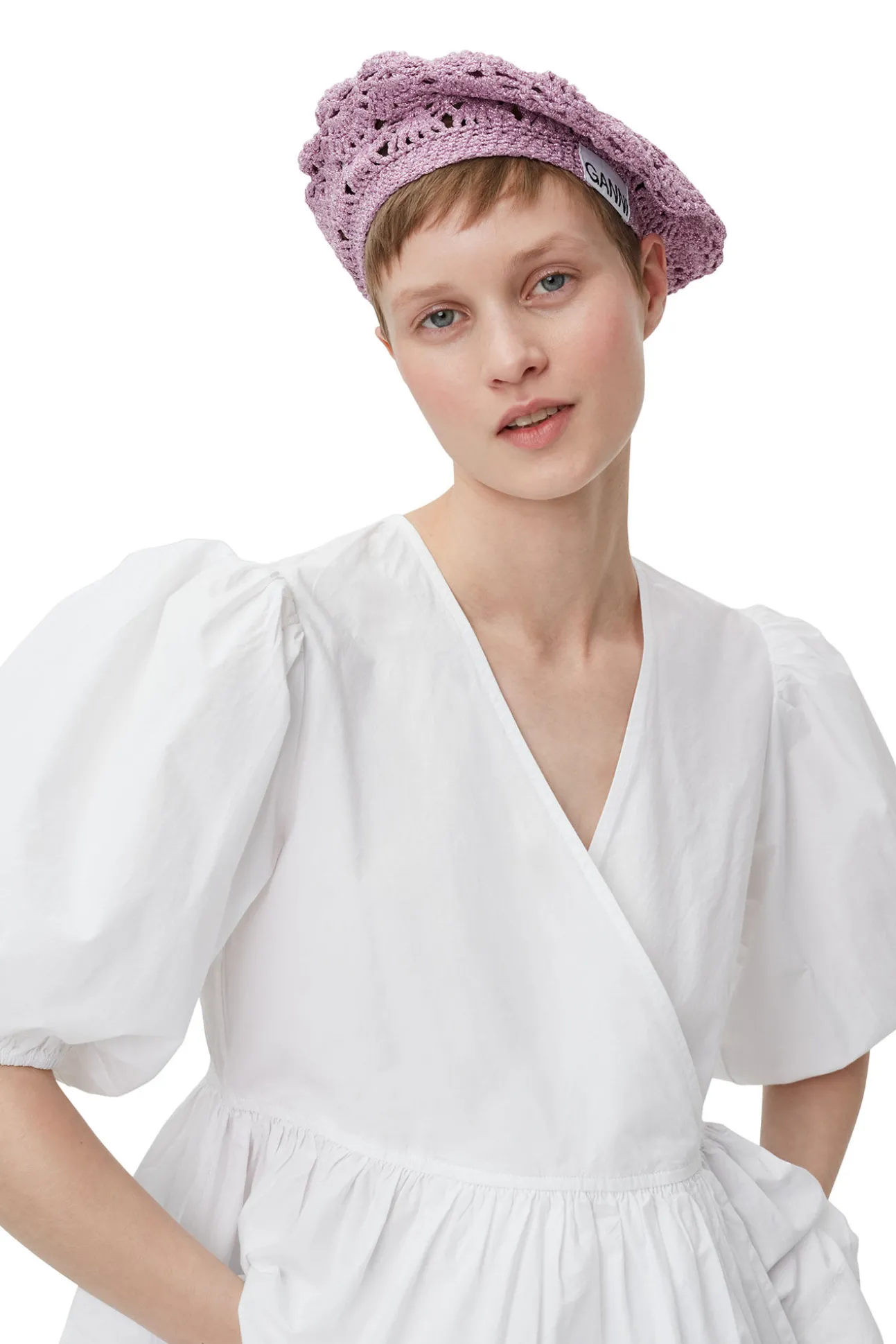 Hot GANNI Wickelbluse Aus Baumwoll-Popeline Bright White