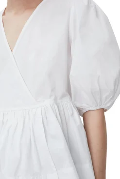 Hot GANNI Wickelbluse Aus Baumwoll-Popeline Bright White