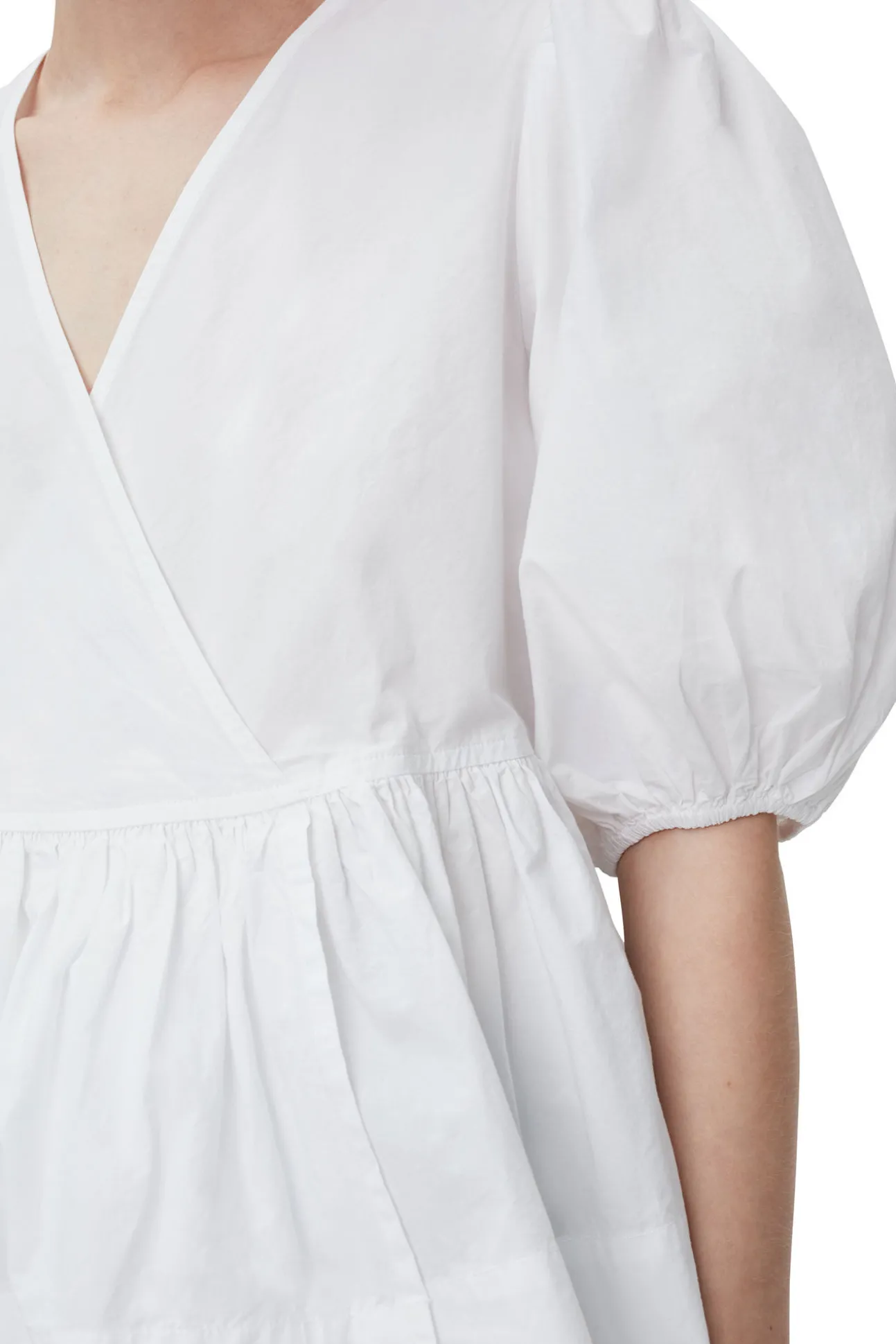 Hot GANNI Wickelbluse Aus Baumwoll-Popeline Bright White