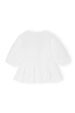 Hot GANNI Wickelbluse Aus Baumwoll-Popeline Bright White