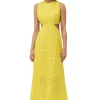 New GANNI Zweiteiliges Lochstickerei-Kleid Maize