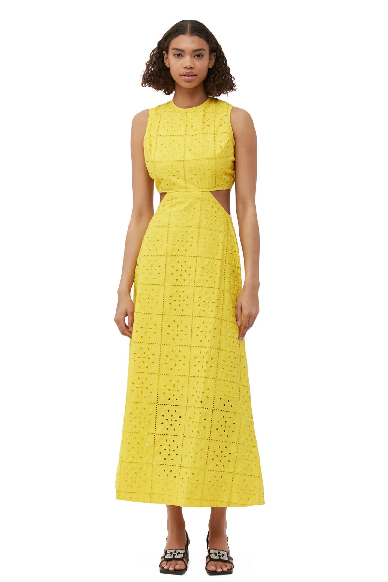 New GANNI Zweiteiliges Lochstickerei-Kleid Maize