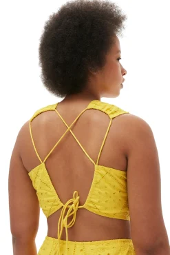 New GANNI Zweiteiliges Lochstickerei-Kleid Maize