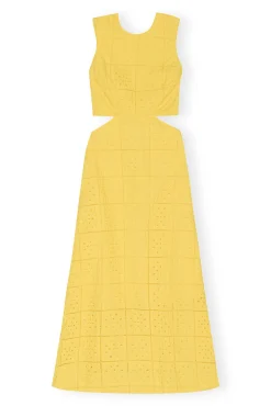 New GANNI Zweiteiliges Lochstickerei-Kleid Maize