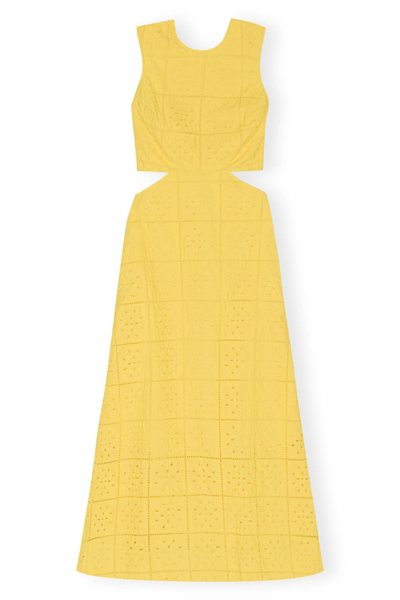 New GANNI Zweiteiliges Lochstickerei-Kleid Maize